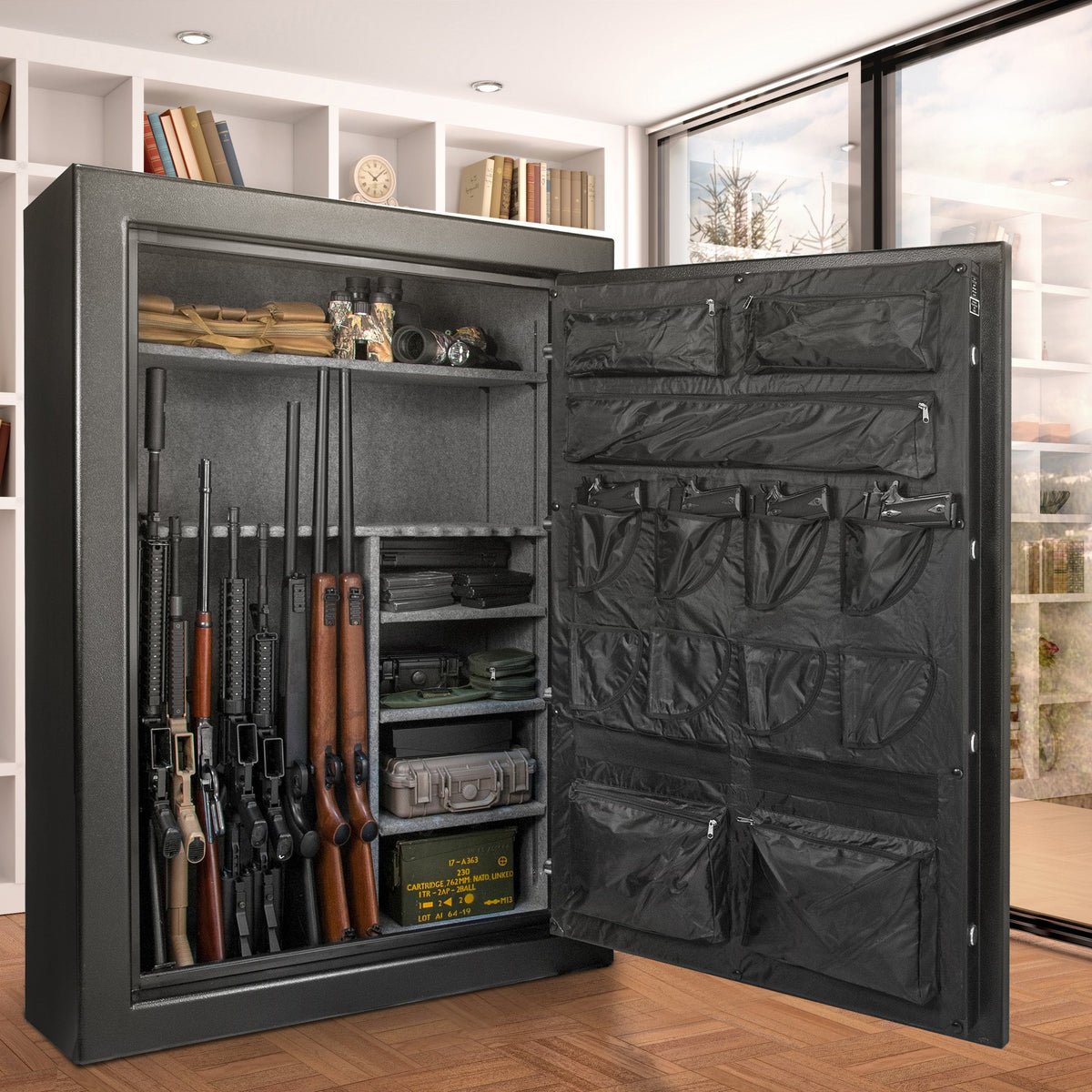 Barska Tall Fire Resistant Safe - 19.97 cu ft Interior, Keypad, 45-Gun Capacity, Black, AX12220