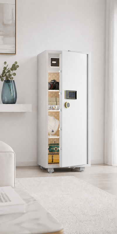 TigerKing Extra Large Home Safe, Touchscreen Digital Keypad Lock, Color: White | 235 Lb Heavy Duty Steel Safe, Interior Lock Box, Backup Power, Mounting Holes, Jewelry & Valuables Storage, Home & Office Use