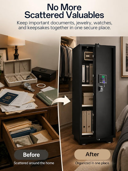 Extra Large Safe for Home 17.6 Cu Ft, 235 Lb Heavy Duty Steel | Spacious Interior Storage for Jewelry, Documents, Collections & Family Valuables, with Adjustable Shelves & Lock Box
