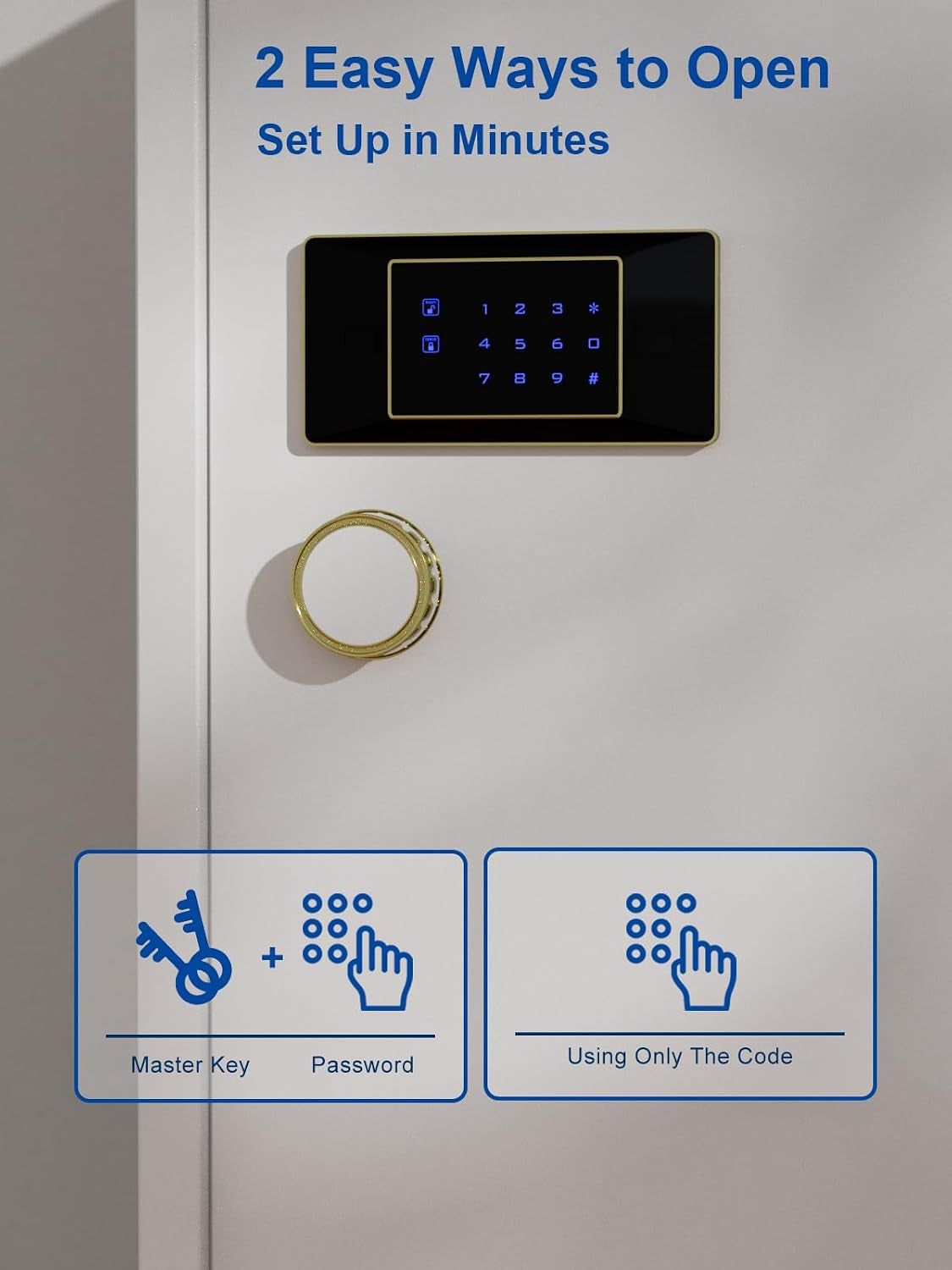 Large Safe with Touchscreen Digital Keypad for Home, 7.2 Cu Ft | 132 Lb Steel Safe, Organized Interior, LED Light, External Battery Backup, Jewelry & Document Storage, Bedroom & Closet Use