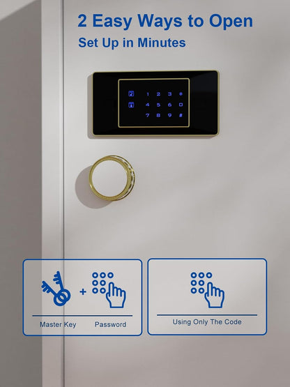 Large Safe with Touchscreen Digital Keypad for Home, 7.2 Cu Ft | 132 Lb Steel Safe, Organized Interior, LED Light, External Battery Backup, Jewelry & Document Storage, Bedroom & Closet Use