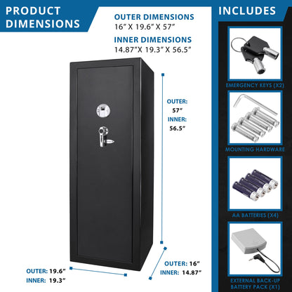 Barska Tall Biometric Rifle Safe - 9.33 cu ft Interior, AX11780