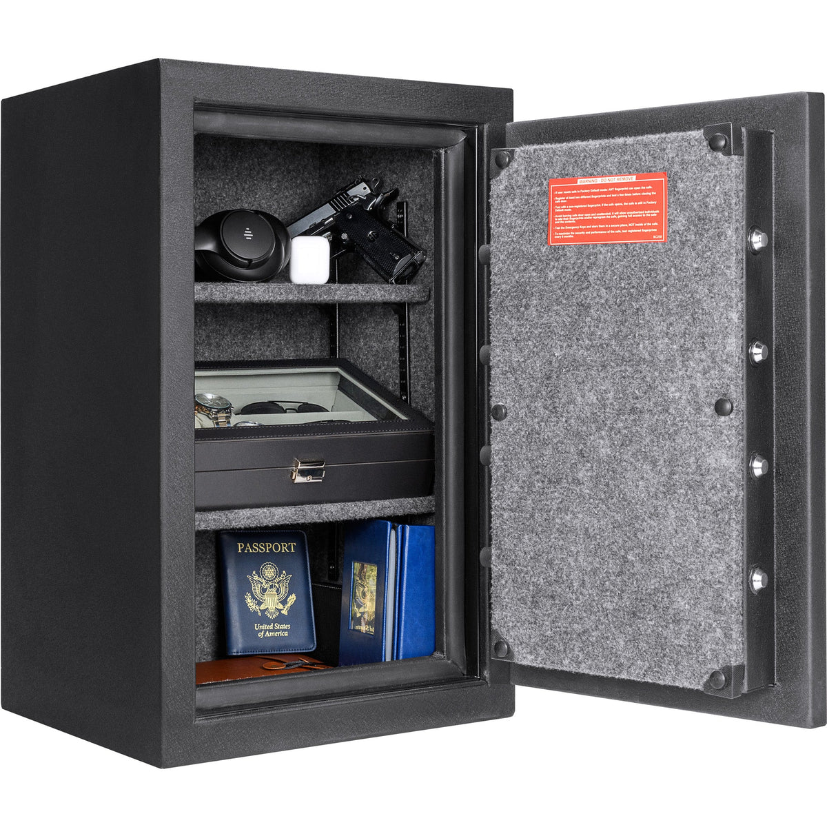 Barska Fire Resistant Biometric Safe - 3.51 cu ft Exterior, 2.02 cu ft Interior, Fingerprint and Keypad Entry, Matte Black
