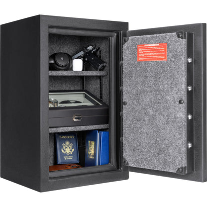 Barska Fire Resistant Biometric Safe - 3.51 cu ft Exterior, 2.02 cu ft Interior, Fingerprint and Keypad Entry, Matte Black