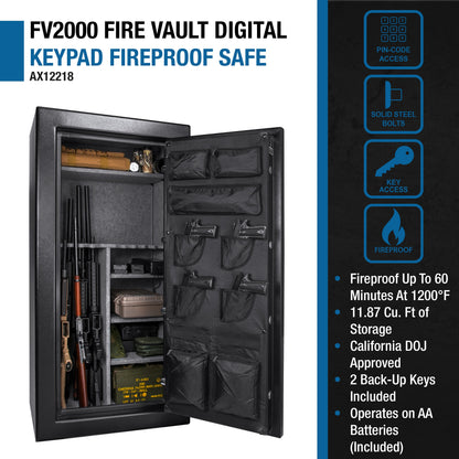 Barska Tall Fire Resistant Safe - 11.87 cu ft Interior, Keypad Entry, AX12218
