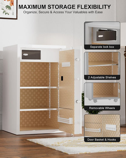 Large Safe with Touchscreen Digital Keypad for Home, 7.2 Cu Ft | 132 Lb Steel Safe, Organized Interior, LED Light, External Battery Backup, Jewelry & Document Storage, Bedroom & Closet Use