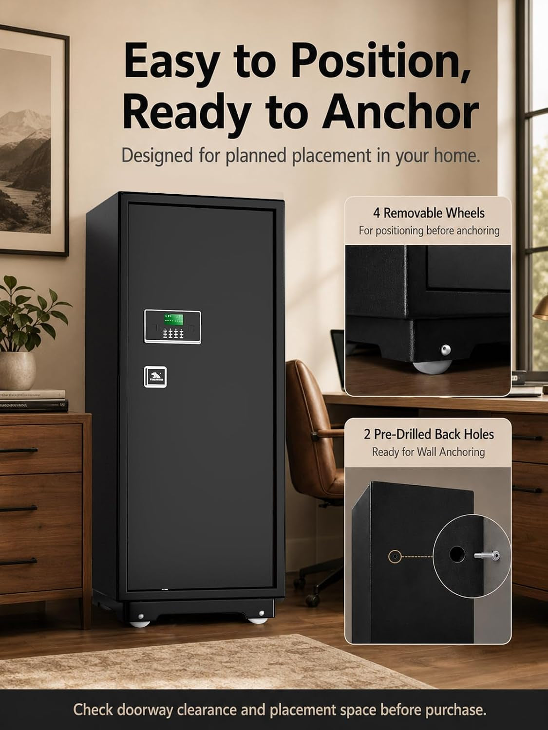 Extra Large Safe for Home 17.6 Cu Ft, 235 Lb Heavy Duty Steel | Spacious Interior Storage for Jewelry, Documents, Collections & Family Valuables, with Adjustable Shelves & Lock Box