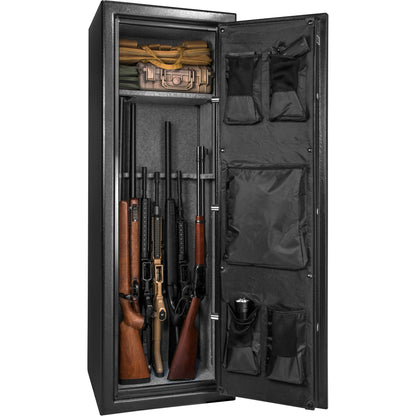 Barska Tall Fire Resistant Safe - 12.30 cu ft Exterior, 8.48 cu ft Interior, 14-Position Rifle Rack, Keypad with Backup Keys, Black