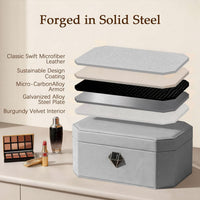 Biometric Fingerprint Lock Jewelry Safe, Diamond-Shaped Leather-Covered Security Box for Jewelry, Watches, Cash, Passports and Valuables