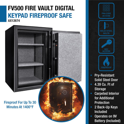 Barska Fireproof Safe Vault - 3.90 cu ft Interior, Keypad, AX12674