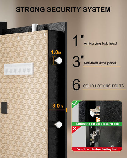 Large Safe for Home 7.2 Cu Ft, Touchscreen Digital Keypad Lock | Heavy Duty Steel Safe, 132 Lb, External Battery Backup, Jewelry & Document Storage, Home & Office Use