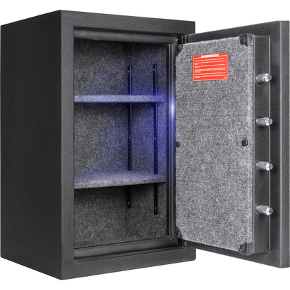 Barska Fire Resistant Biometric Safe - 3.51 cu ft Exterior, 2.02 cu ft Interior, Fingerprint and Keypad Entry, Matte Black