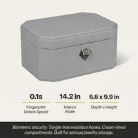 Xpedition Jewelry Safe with Biometric Finger Print Lock, Leather-Wrapped Design, Diamond Shaped Lock