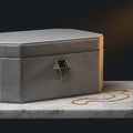 Xpedition Jewelry Safe with Biometric Finger Print Lock, Leather-Wrapped Design, Diamond Shaped Lock