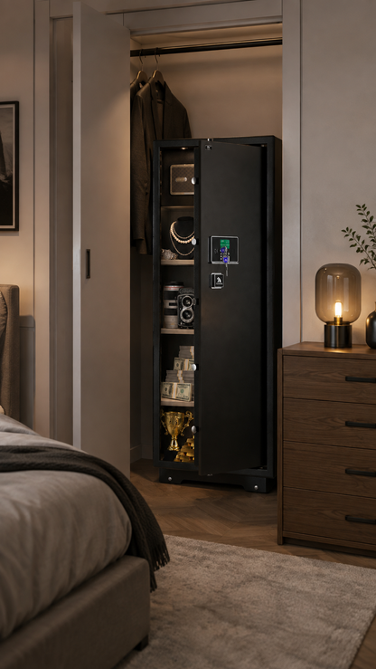 TigerKing Extra Large Safe for Home, 235 Lb Heavy Duty Steel, Color: Black | Spacious Interior Storage for Jewelry, Documents, Collections & Family Valuables, with Adjustable Shelves & Lock Box