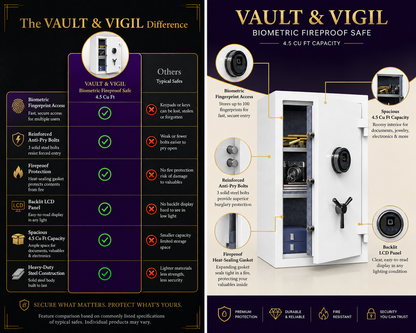 RPNB Biometric Fingerprint, Fireproof, Waterproof Safe with Touch screen with Touch Screen, Removable Shelf and 3 Spoke Handle for Cash Documents Jewelry, Color: White