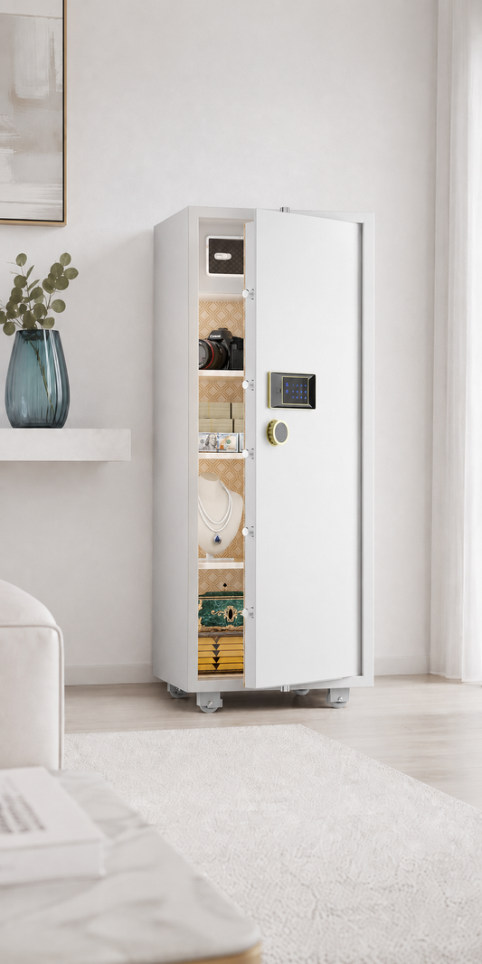 TigerKing Extra Large Home Safe, Touchscreen Digital Keypad Lock, Color: White | 235 Lb Heavy Duty Steel Safe, Interior Lock Box, Backup Power, Mounting Holes, Jewelry & Valuables Storage, Home & Office Use