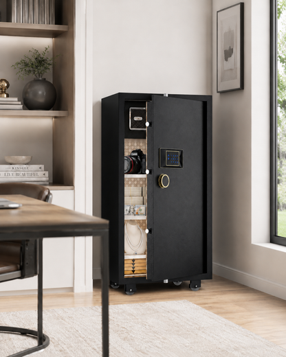 TigerKing Large Heavy Duty Safe for Home, Digital Touchscreen Keypad, Color: Black | 180 Lb Solid Steel Construction, Anti-Theft, Interior Lock Box, Jewelry & Valuables Storage, Home Office & Bedroom Use