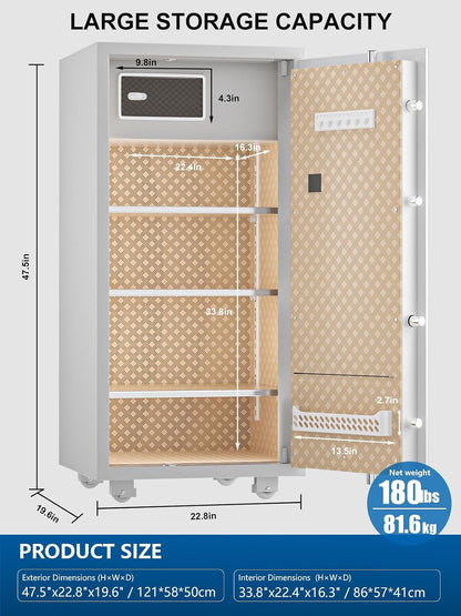 Large Heavy Duty Home Safe 11.5 Cu Ft, Touchscreen Digital Keypad | 180 Lb Solid Steel Safe, 3 Adjustable Shelves, Interior Lock Box, LED Light, Jewelry & Valuables Storage, Closet & Home Use