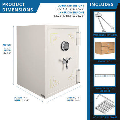 Barska Fireproof Jewelry Safe - 2.75 cu ft Interior, Keypad, AX13614