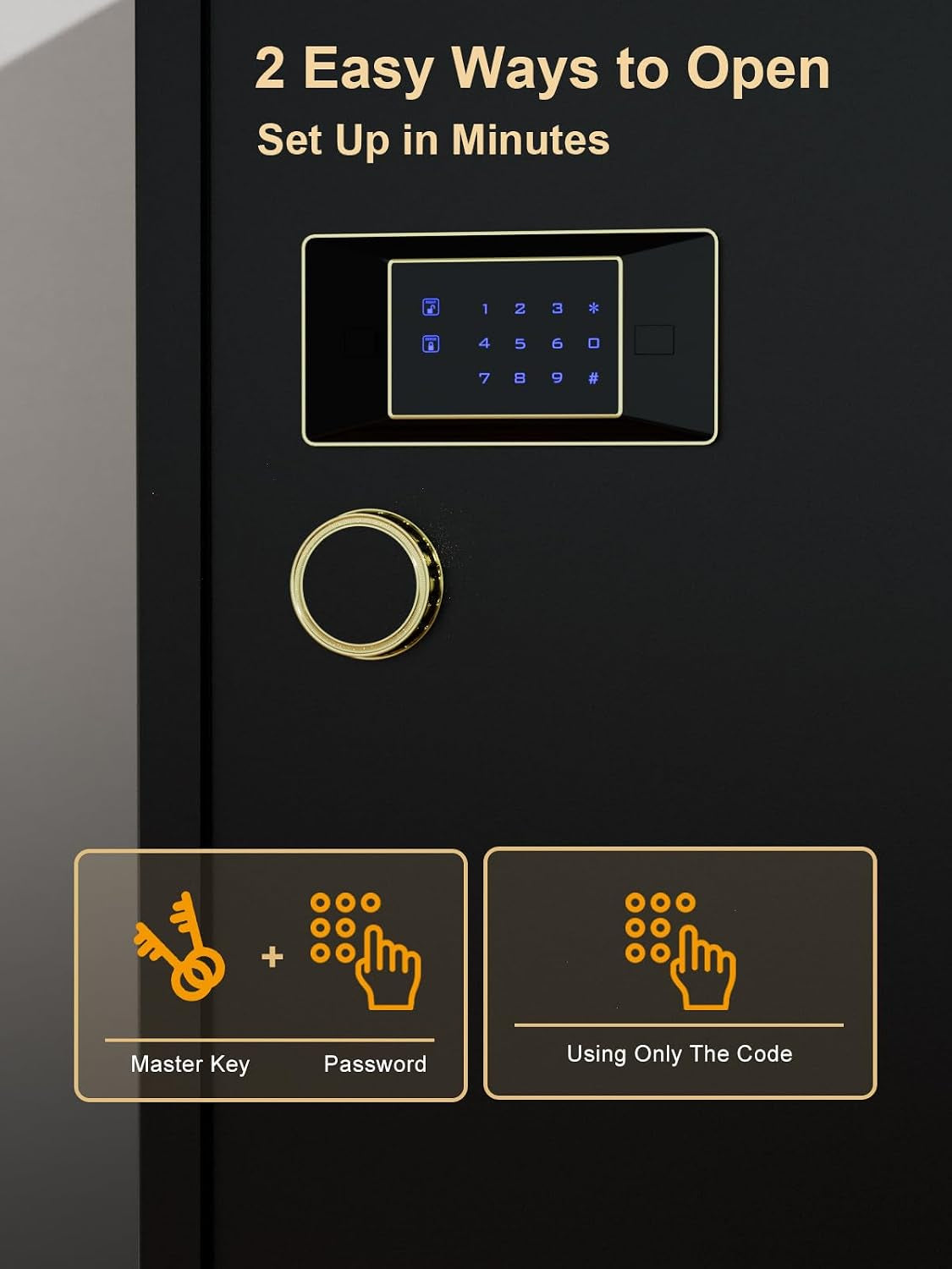 Large Safe for Home 7.2 Cu Ft, Touchscreen Digital Keypad Lock | Heavy Duty Steel Safe, 132 Lb, External Battery Backup, Jewelry & Document Storage, Home & Office Use