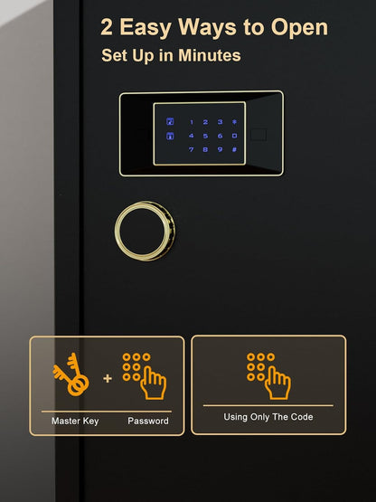 Large Safe for Home 7.2 Cu Ft, Touchscreen Digital Keypad Lock | Heavy Duty Steel Safe, 132 Lb, External Battery Backup, Jewelry & Document Storage, Home & Office Use