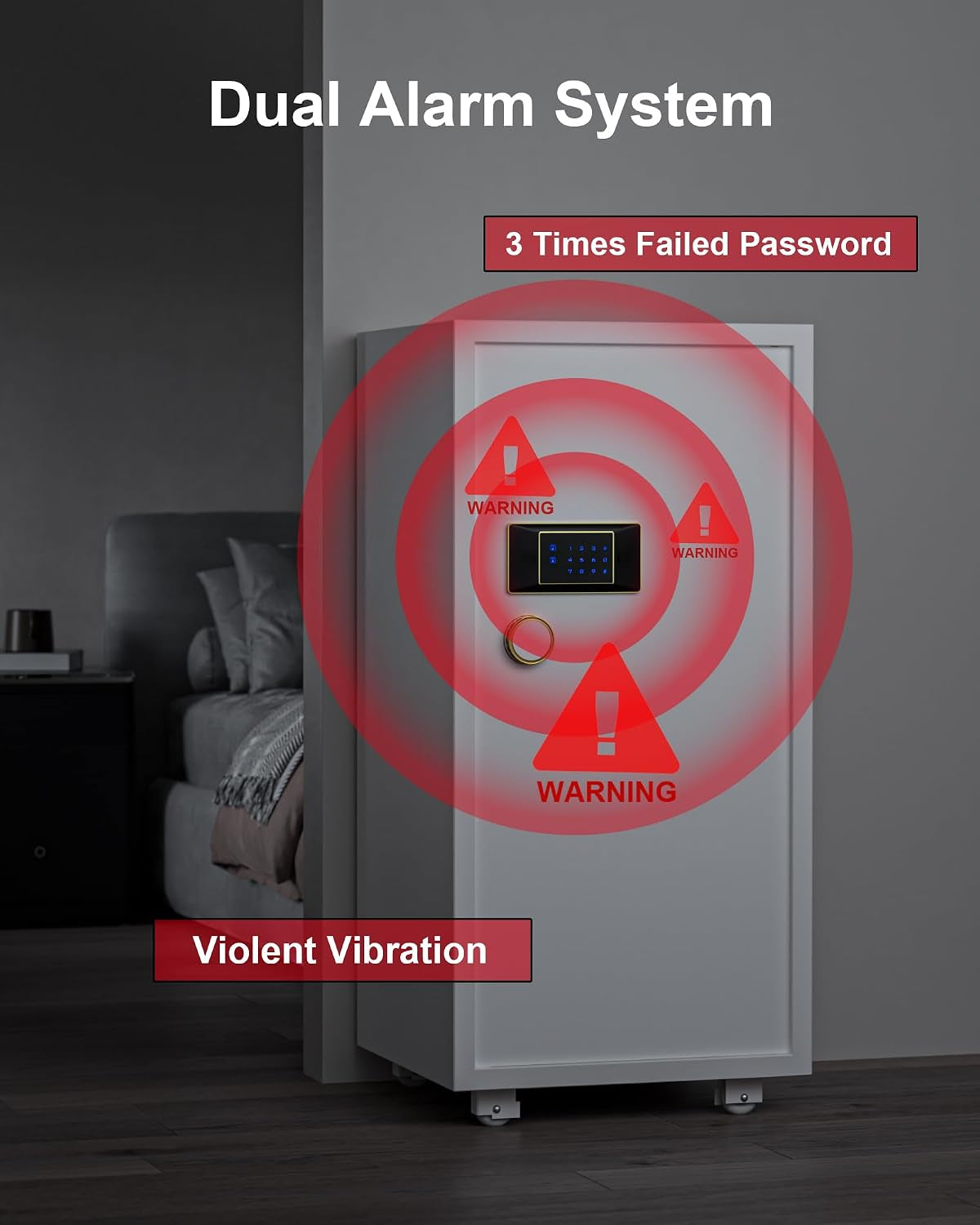 Large Heavy Duty Home Safe 11.5 Cu Ft, Touchscreen Digital Keypad | 180 Lb Solid Steel Safe, 3 Adjustable Shelves, Interior Lock Box, LED Light, Jewelry & Valuables Storage, Closet & Home Use