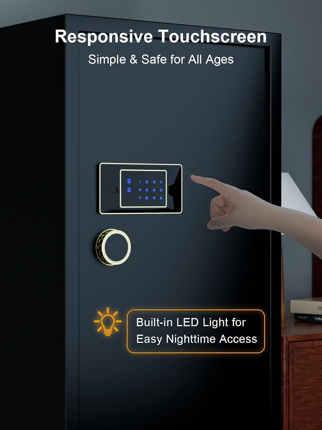 Large Safe for Home 7.2 Cu Ft, Touchscreen Digital Keypad Lock | Heavy Duty Steel Safe, 132 Lb, External Battery Backup, Jewelry & Document Storage, Home & Office Use