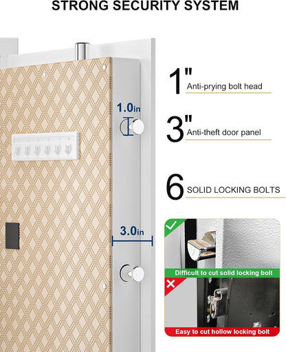 Large Safe with Touchscreen Digital Keypad for Home, 7.2 Cu Ft | 132 Lb Steel Safe, Organized Interior, LED Light, External Battery Backup, Jewelry & Document Storage, Bedroom & Closet Use